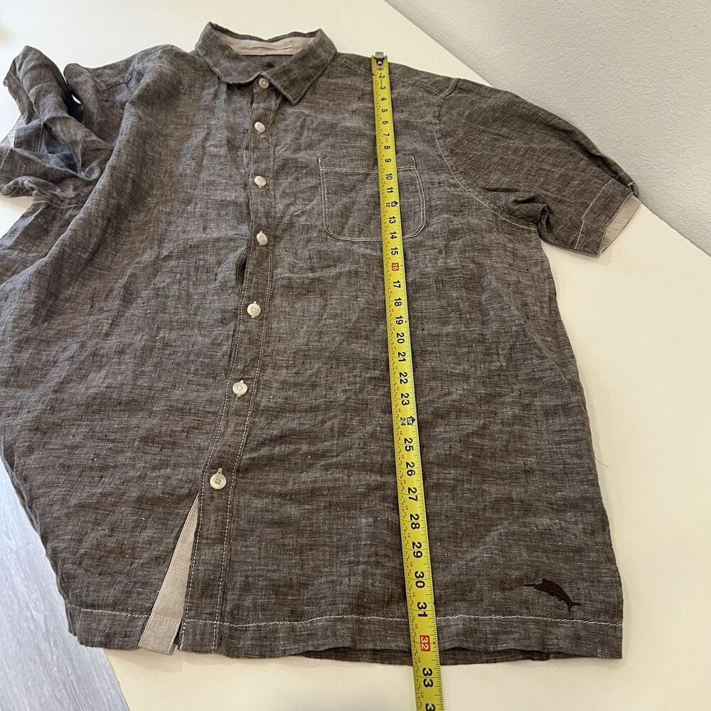 Tommy Bahama Shirt Men's XXL Gray 100% Linen Lightweight Pocket Casual Collar - Picture 8 of 8
